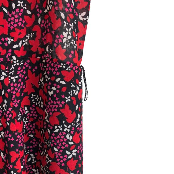 Michael Kors Women's Midi Shirt Dress Size XL Floral Chiffon Long Sleeve Lined - Picture 9 of 10